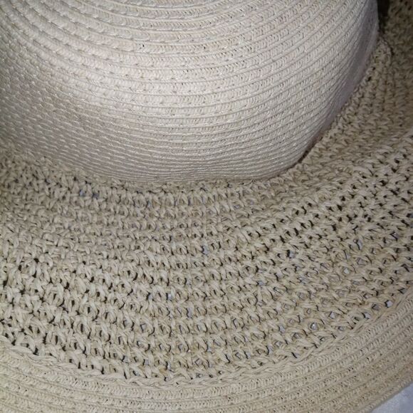𝅺SARAJANE Light Beige Cottagecore Summer Floppy Style Paper Straw Hat - Picture 3 of 7